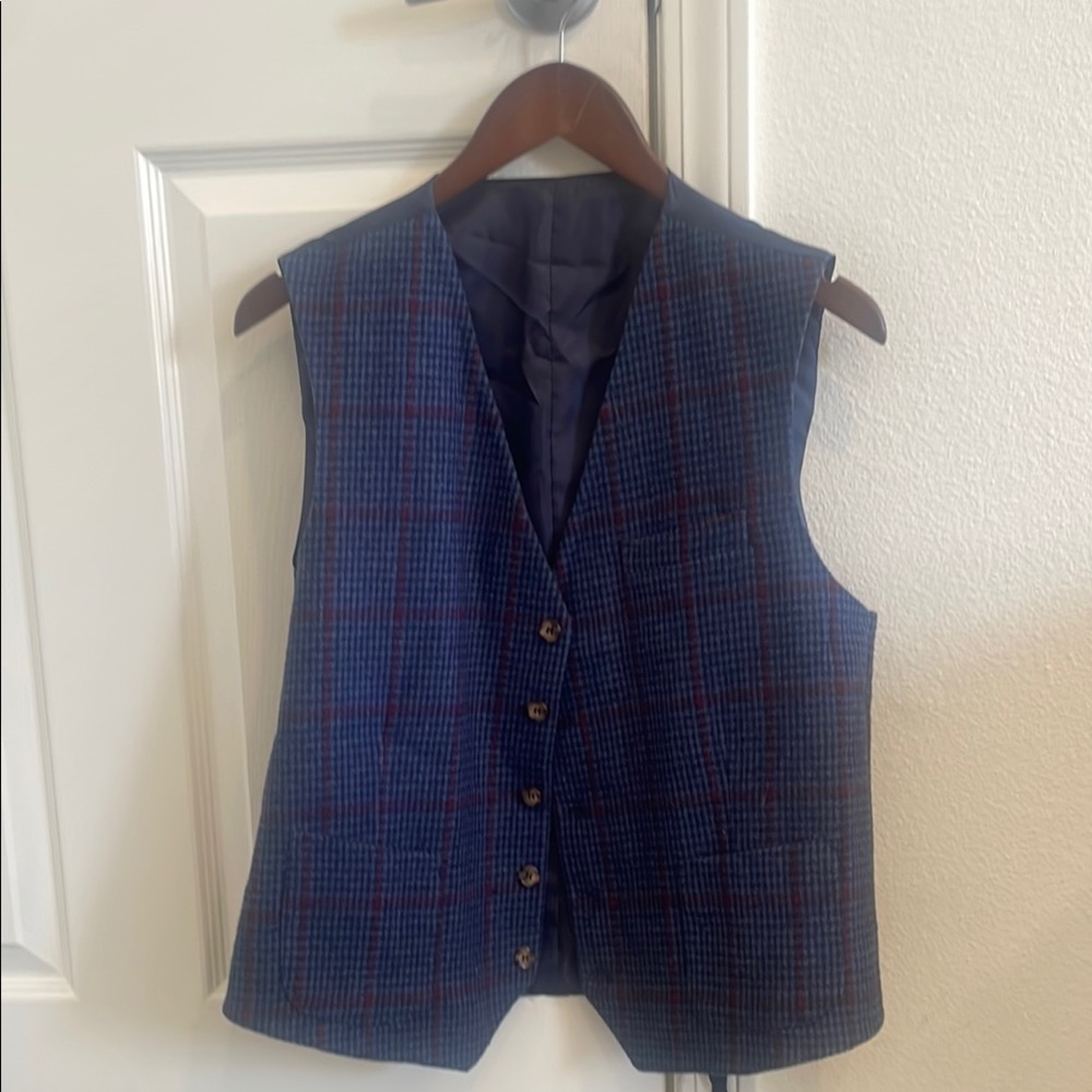 Classic Blue Checkered Men's Vest